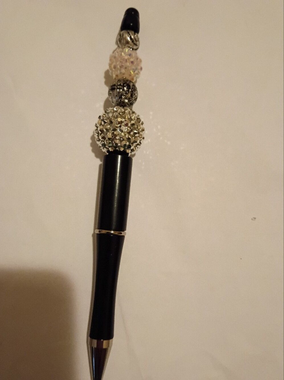 BlackStyle  Bead Pen with Crystal Ball Accent